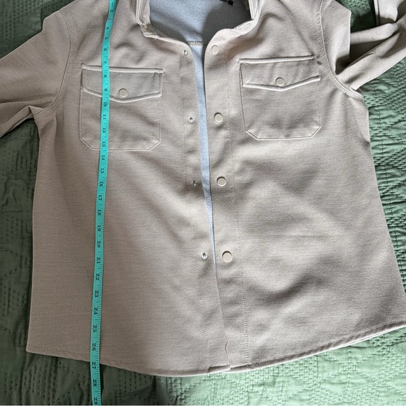 NWT Zara Textured Ottoman Overshirt Shacket Beige L - Picture 10 of 10